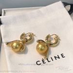 AAA Fake Celine Pearl Earrings In Yellow Gold